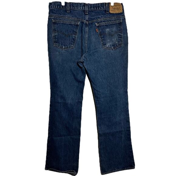 Vintage Levi’s 517 Orange Tab Bootcut Jeans USA Cotton Dark Stonewash 80s 35x32